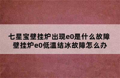 七星宝壁挂炉出现e0是什么故障 壁挂炉e0低温结冰故障怎么办